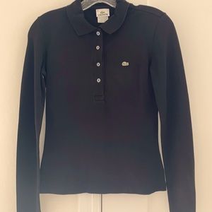 Long sleeve Lacoste black polo shirt